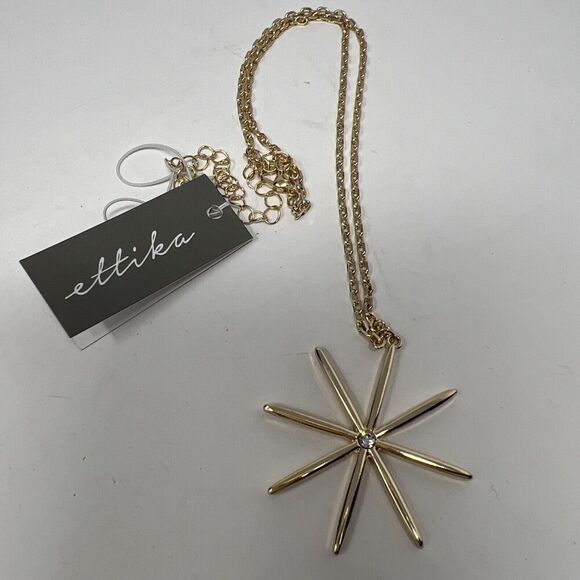 ETTIKA NECKLACE GOLDEN CRYSTAL STAR PENDANT  North Star Sparkle Adjustable New - Picture 4 of 6